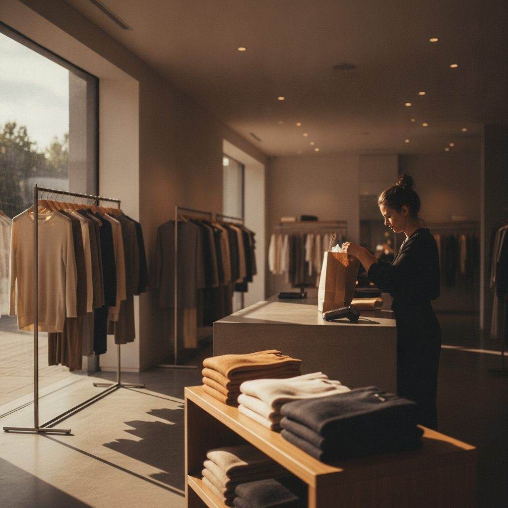 A dispatch bench of parcels ready to ship, lit by a single desk lamp